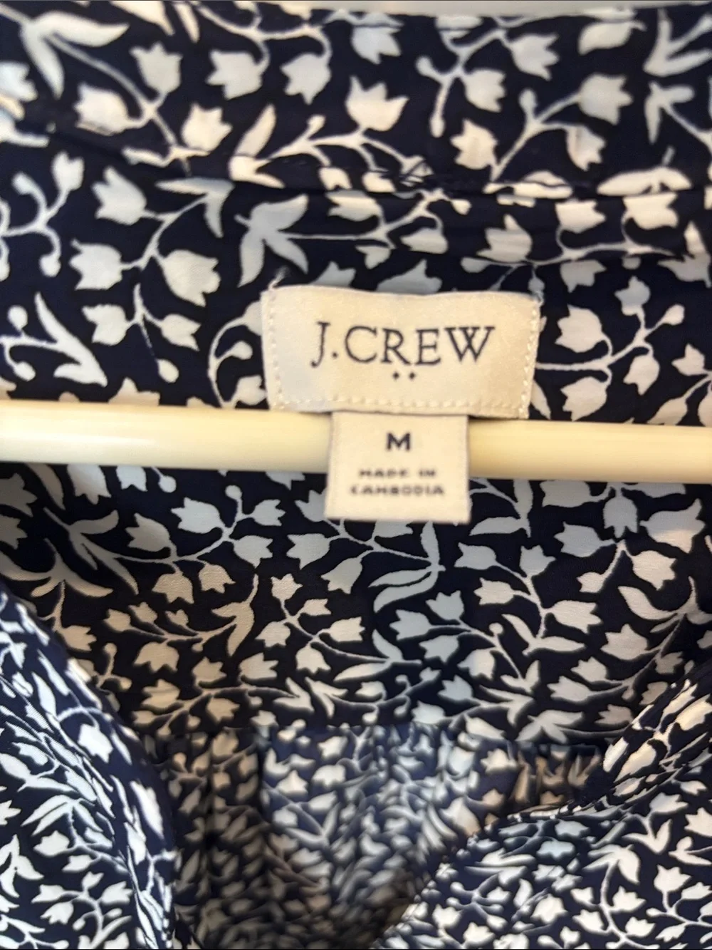 J. Crew Navy and White Leaf-Print Sleeveless Camisole